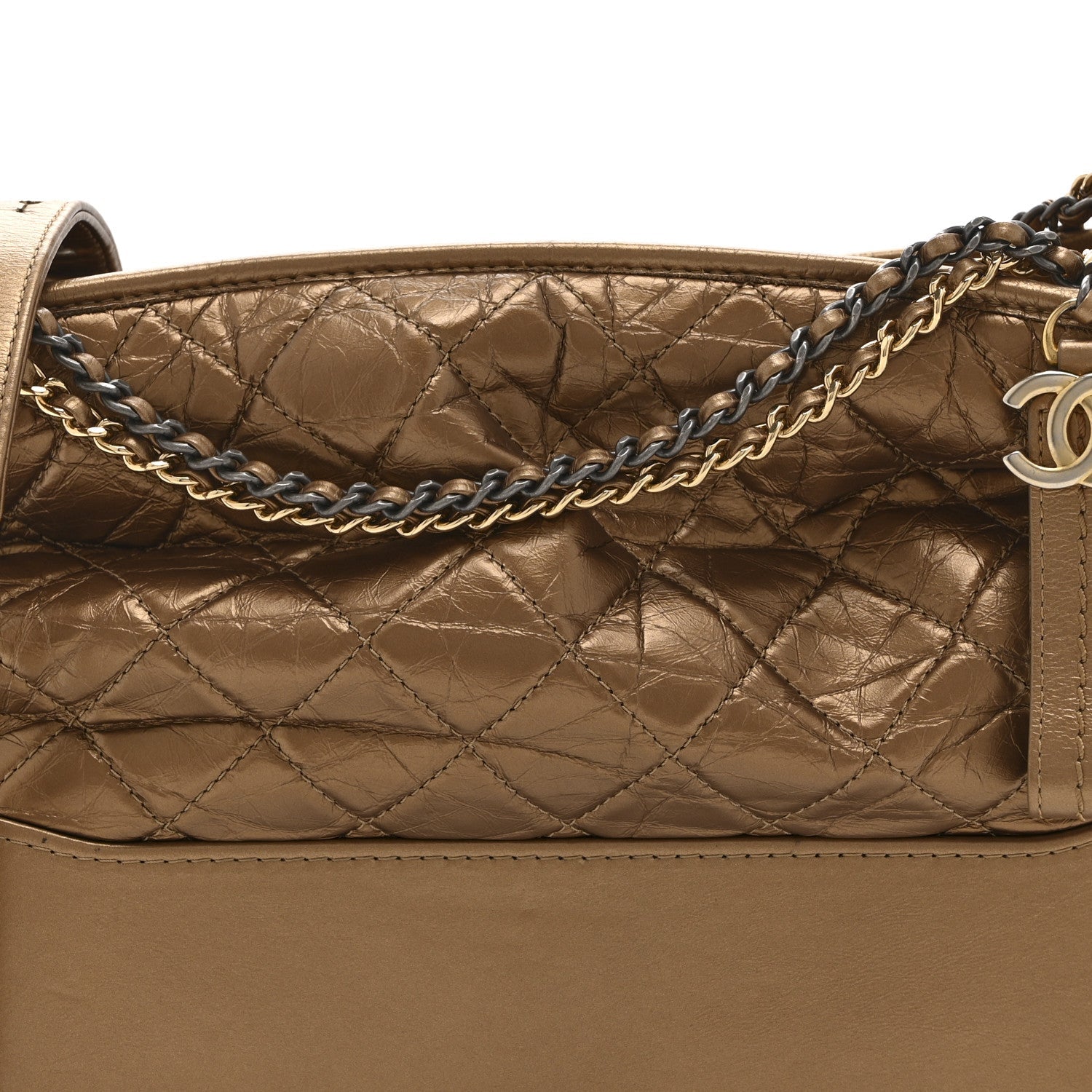 Chanel Metallic Aged Calfskin Quilted Medium Gabrielle  Bronze