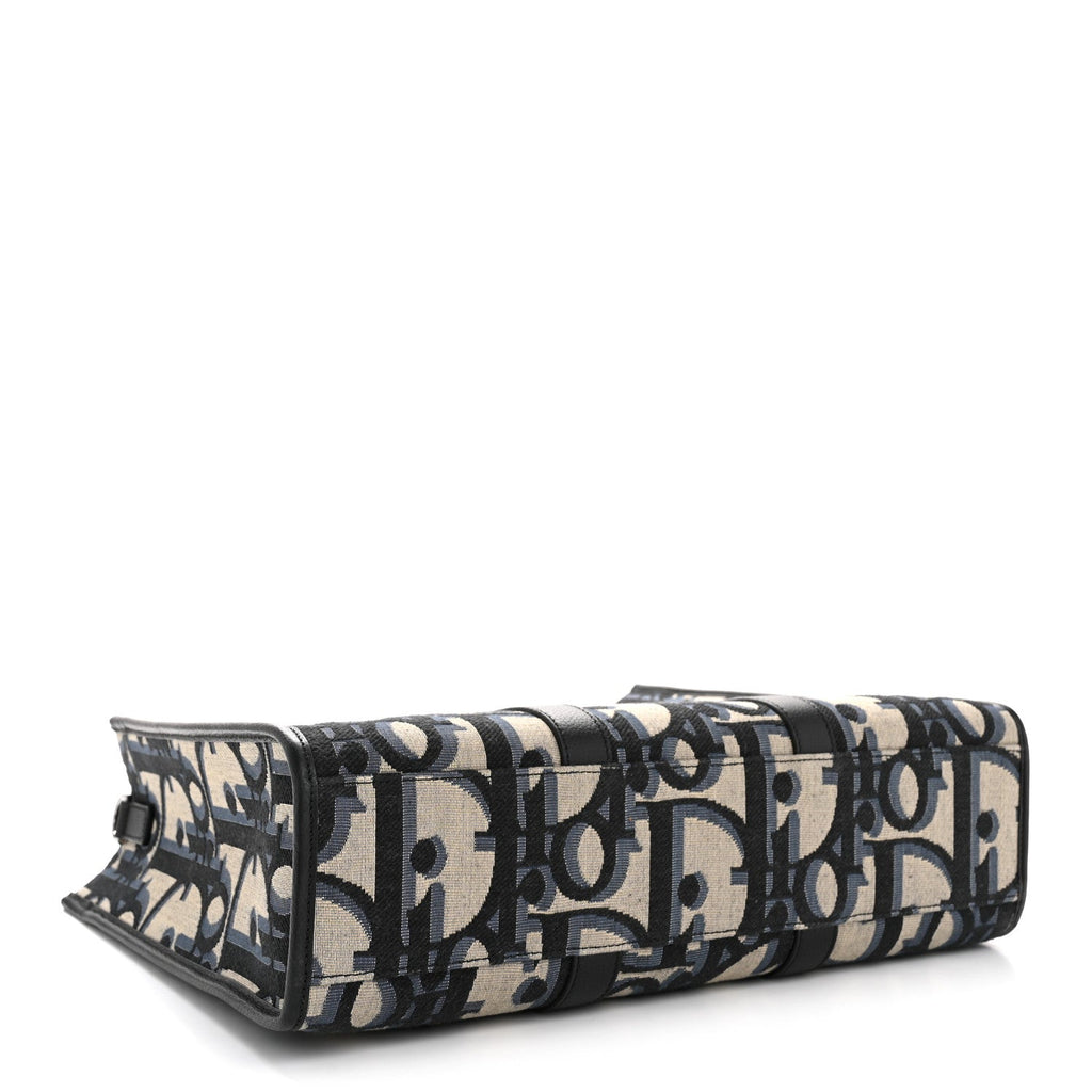 Christian Dior Maxi Oblique Jacquard East West Tote Beige Blue