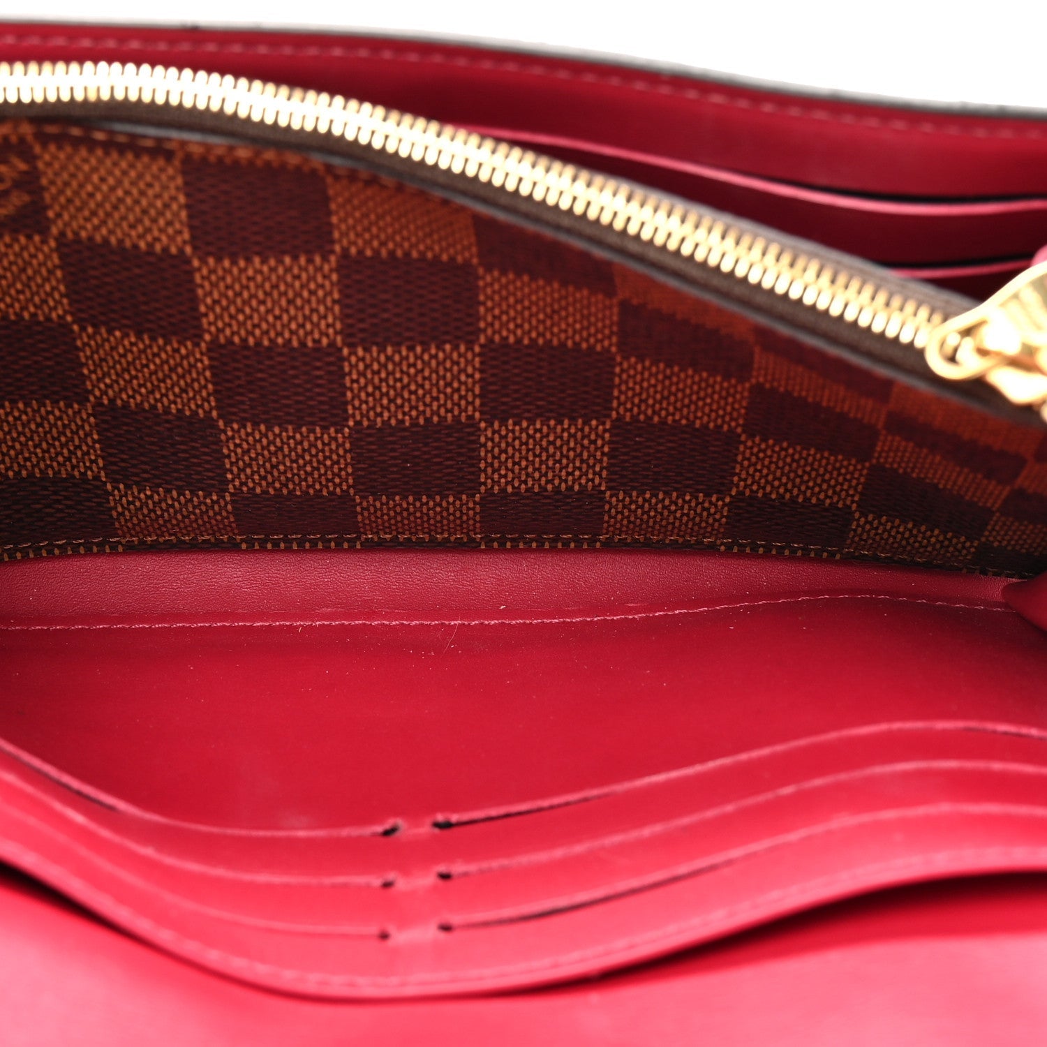 Louis Vuitton Damier Ebene Croisette Chain Wallet Scarlet