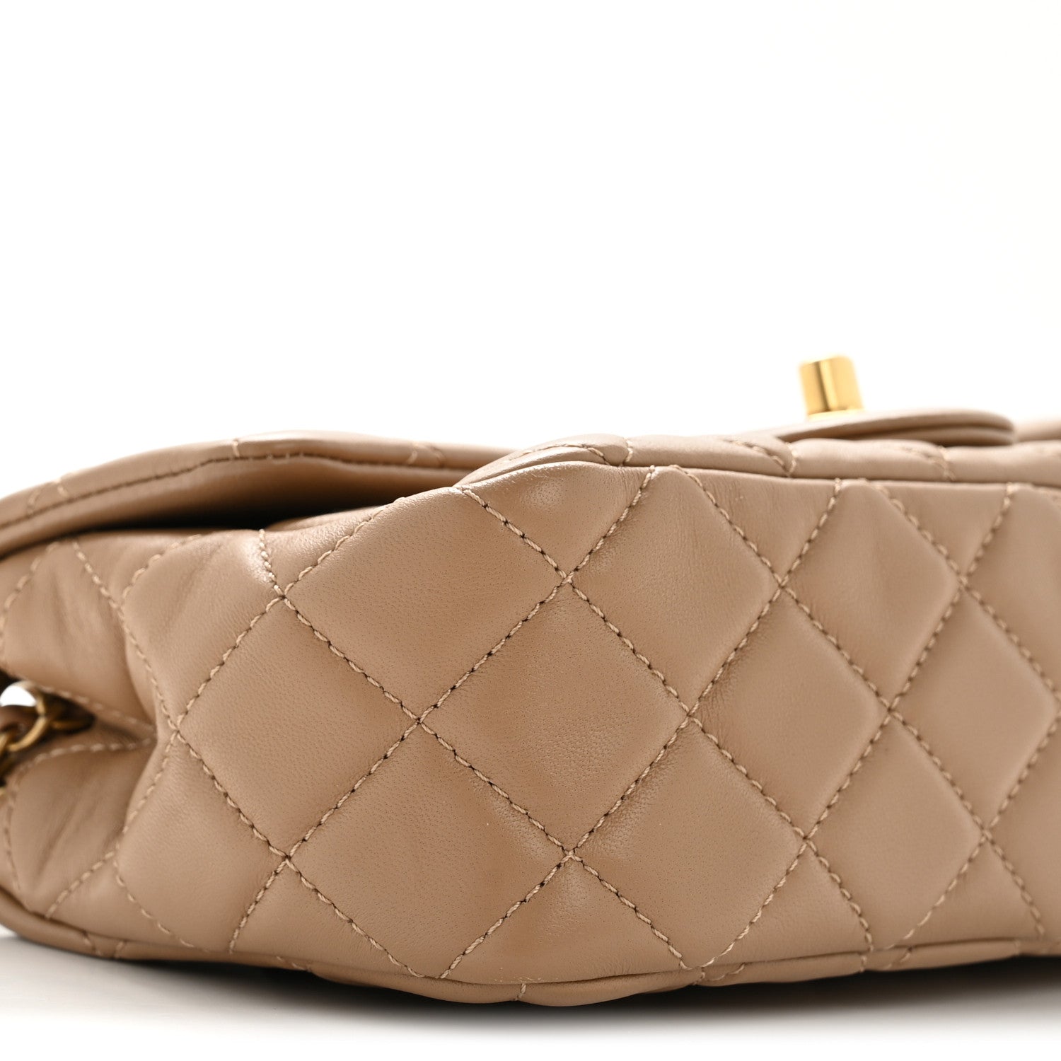 Chanel Lambskin Quilted Mini Rectangular Pearl Crush Flap Beige