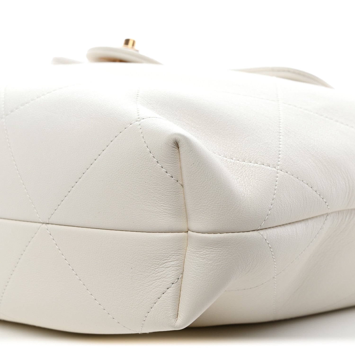 Chanel Calfskin Quilted Small Maxi Chain Hobo White