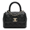 Chanel Caviar Quilted Coco Handle Clutch With Chain Black