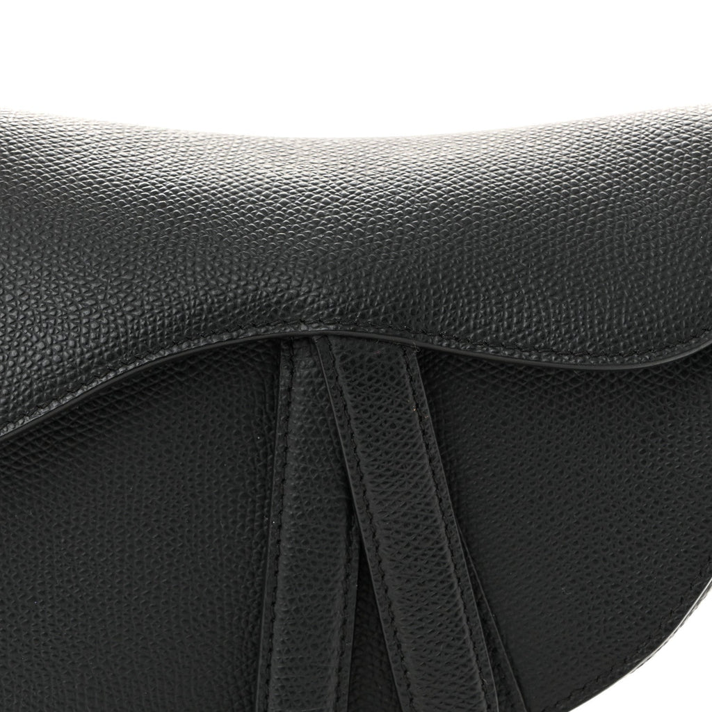 Christian Dior Grained Calfskin Mini Saddle Bag Black