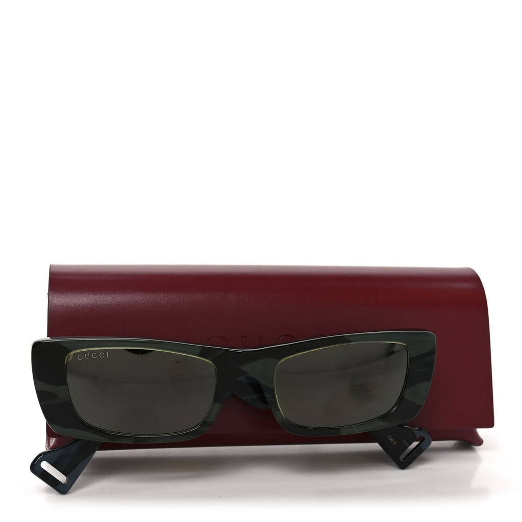 Gucci Acetate Rectangular GG0516S Sunglasses Green Bronze