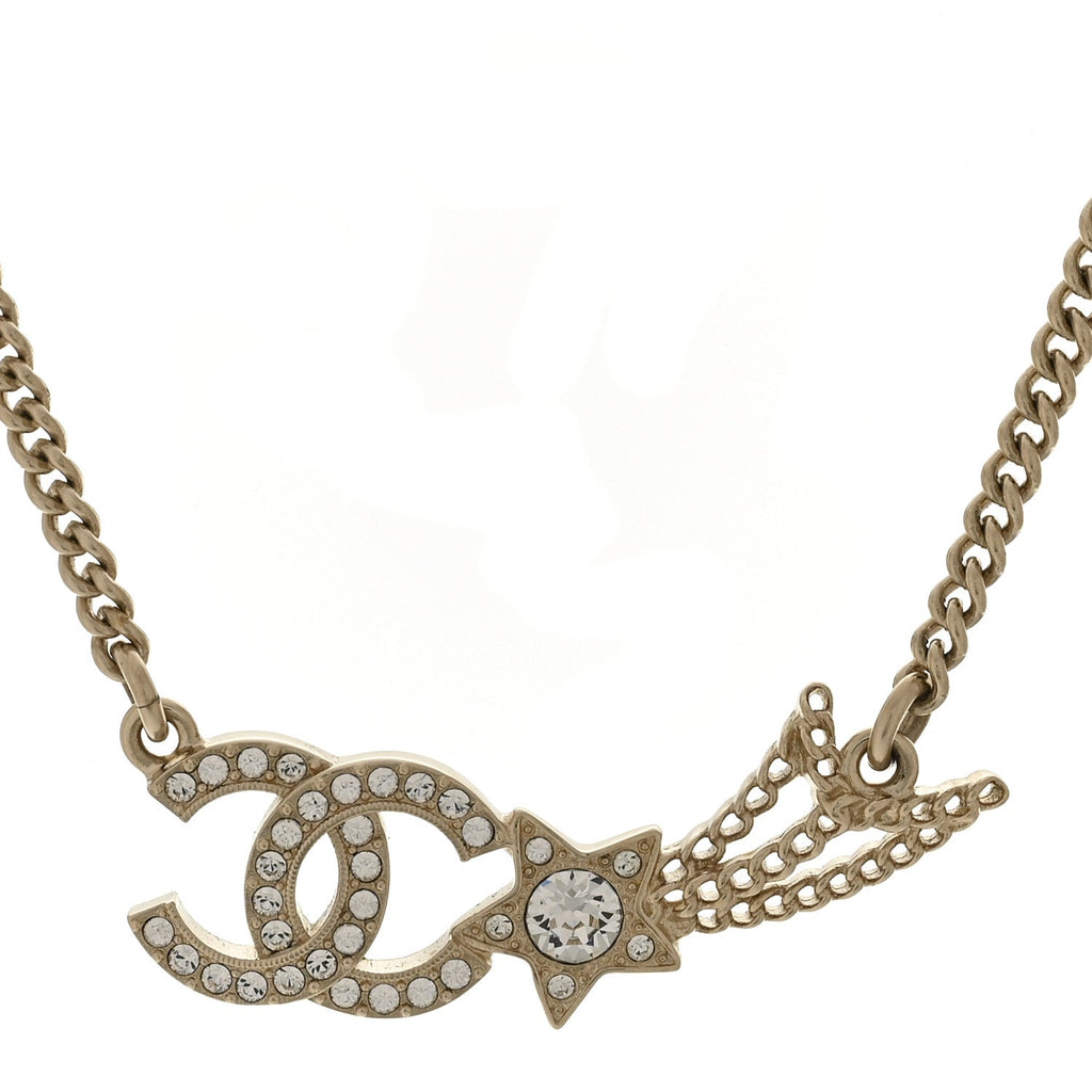 Crystal Starfall CC Pendant Necklace Gold