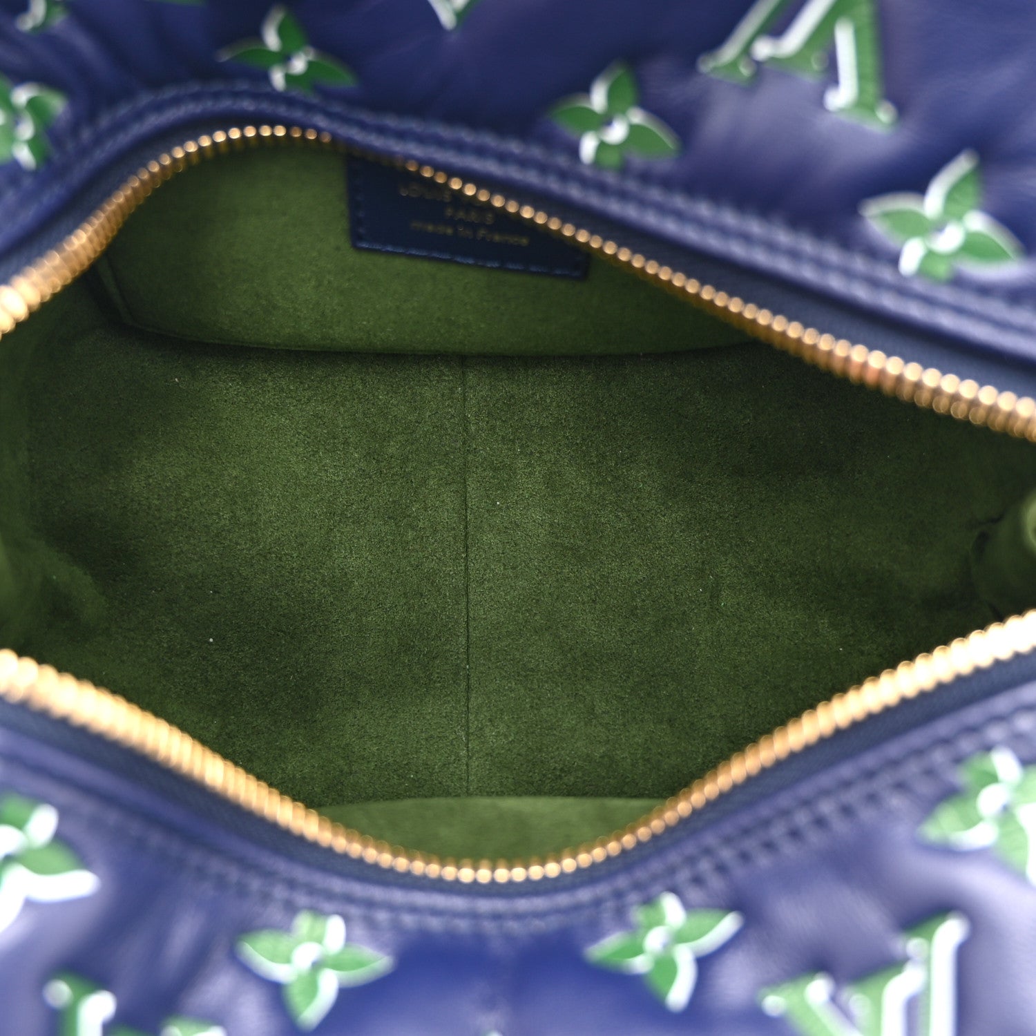 Louis Vuitton Lambskin Embossed Monogram Square Bag Blue Green