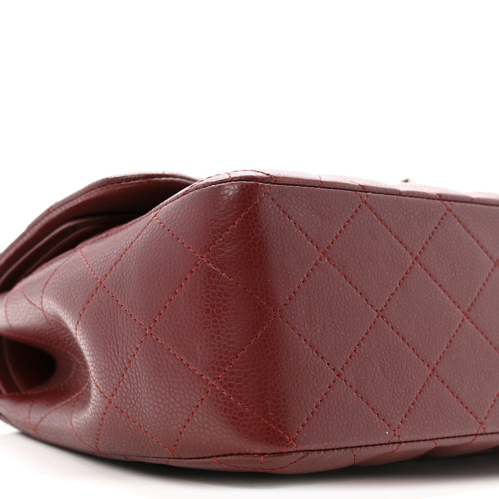 Chanel Caviar Quilted Jumbo Double Flap Dark Red
