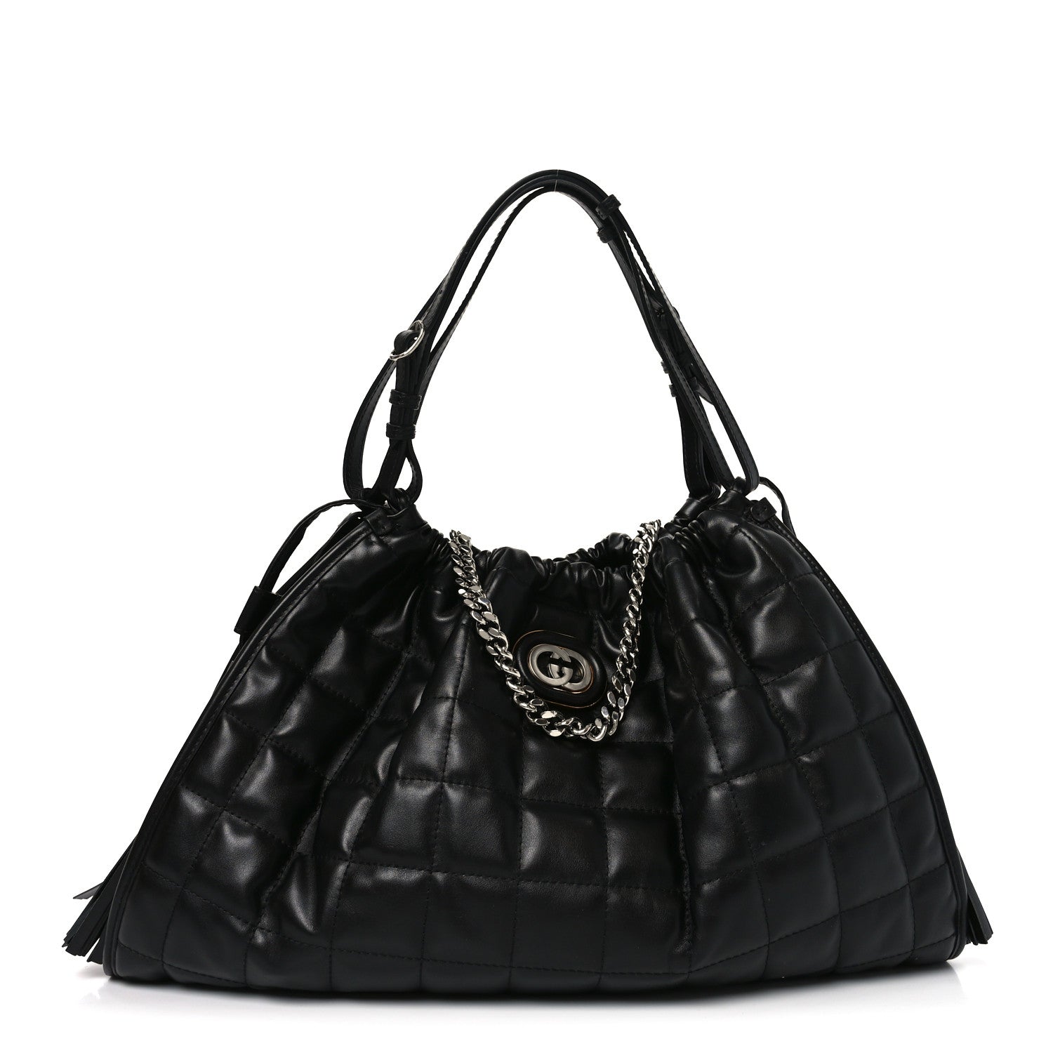 Gucci Calfskin Quilted Medium Deco Tote Bag Black