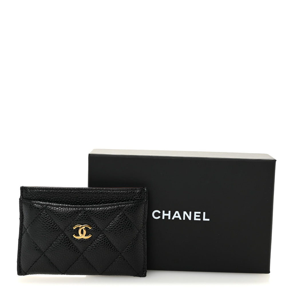 Caviar Quilted Card Holder Black
