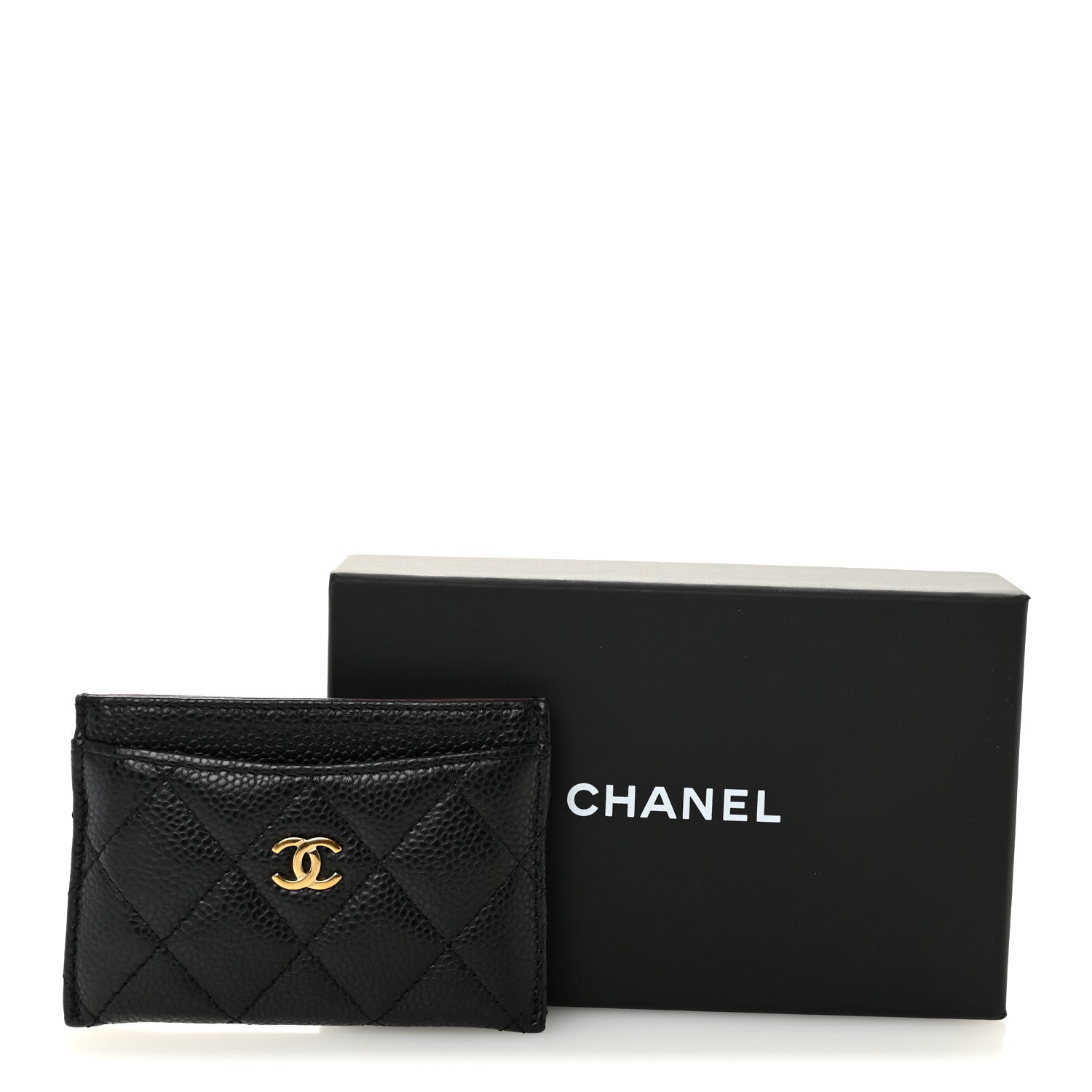 Caviar Quilted Card Holder Black