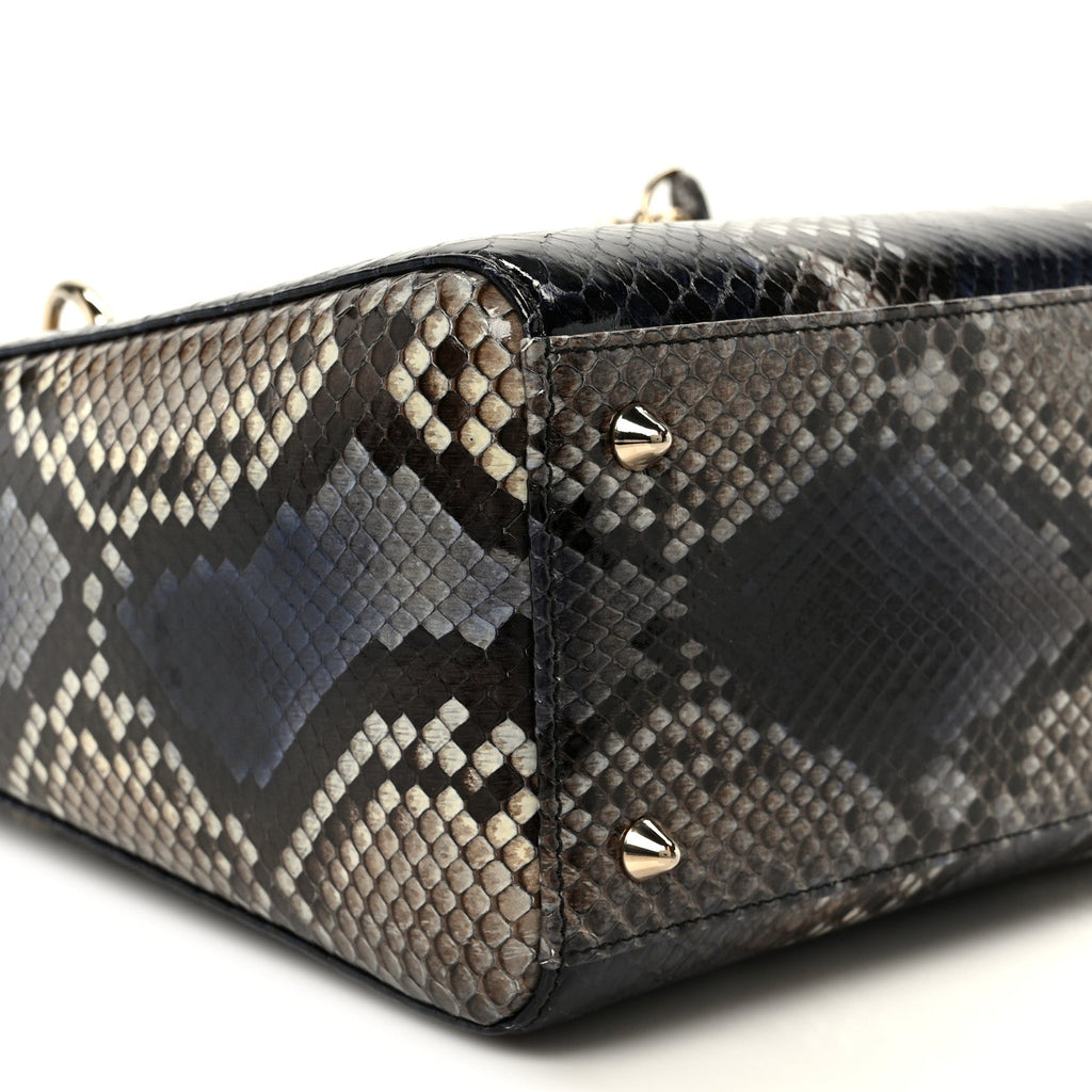 Christian Dior Snakeskin Small Lady Dior Bleu Multicolor