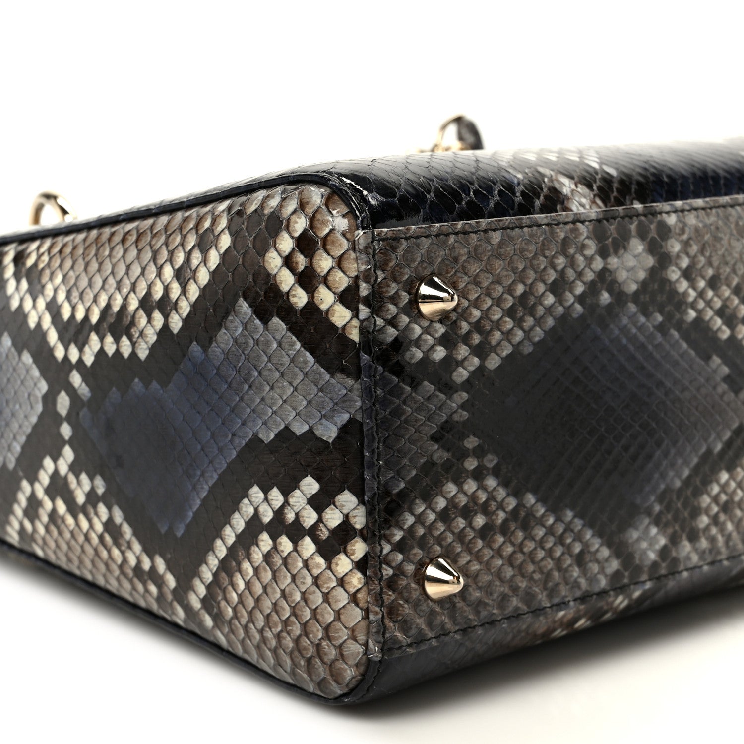 Christian Dior Snakeskin Small Lady Dior Bleu Multicolor