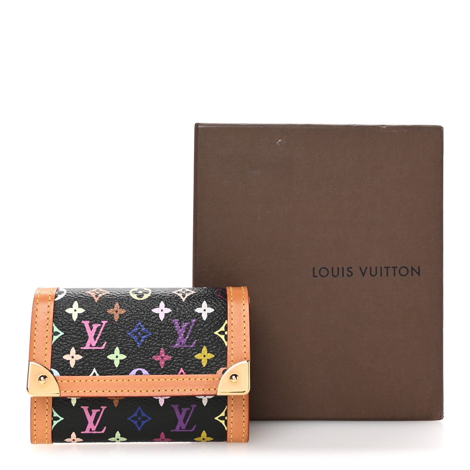 Louis Vuitton Monogram Multicolor Porte-Monnaie Plat Coin Purse Black