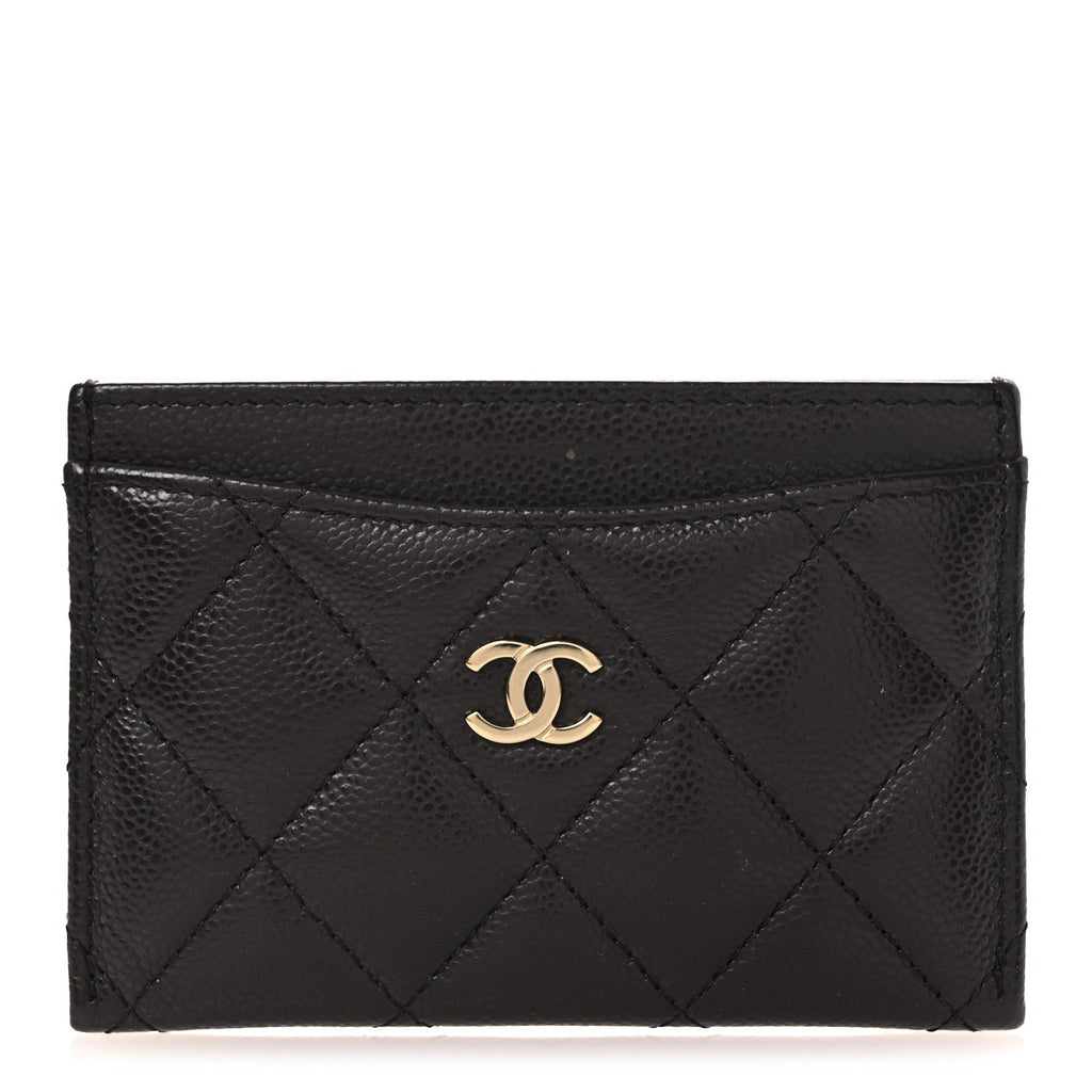 Caviar Quilted Card Holder Dark Brown