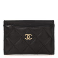 Caviar Quilted Card Holder Dark Brown