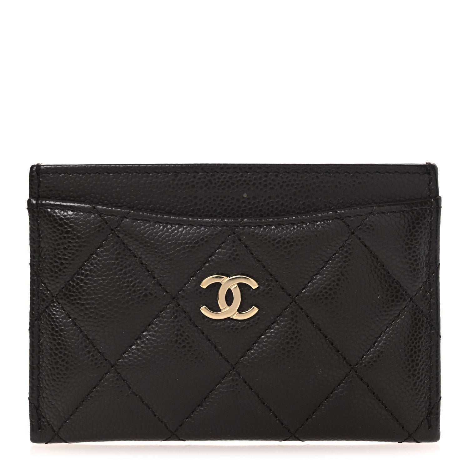 Caviar Quilted Card Holder Dark Brown