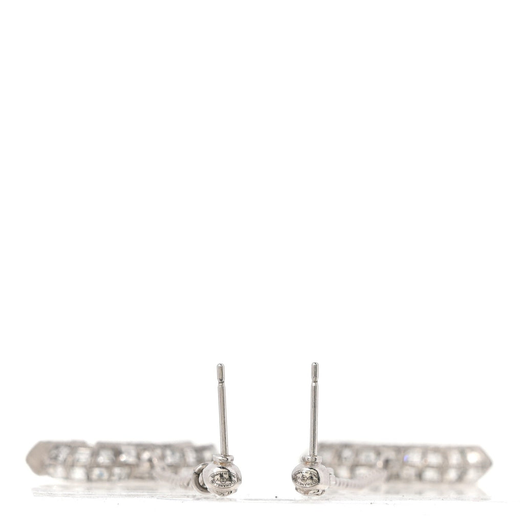 Baguette Crystal CC Drop Earrings Silver