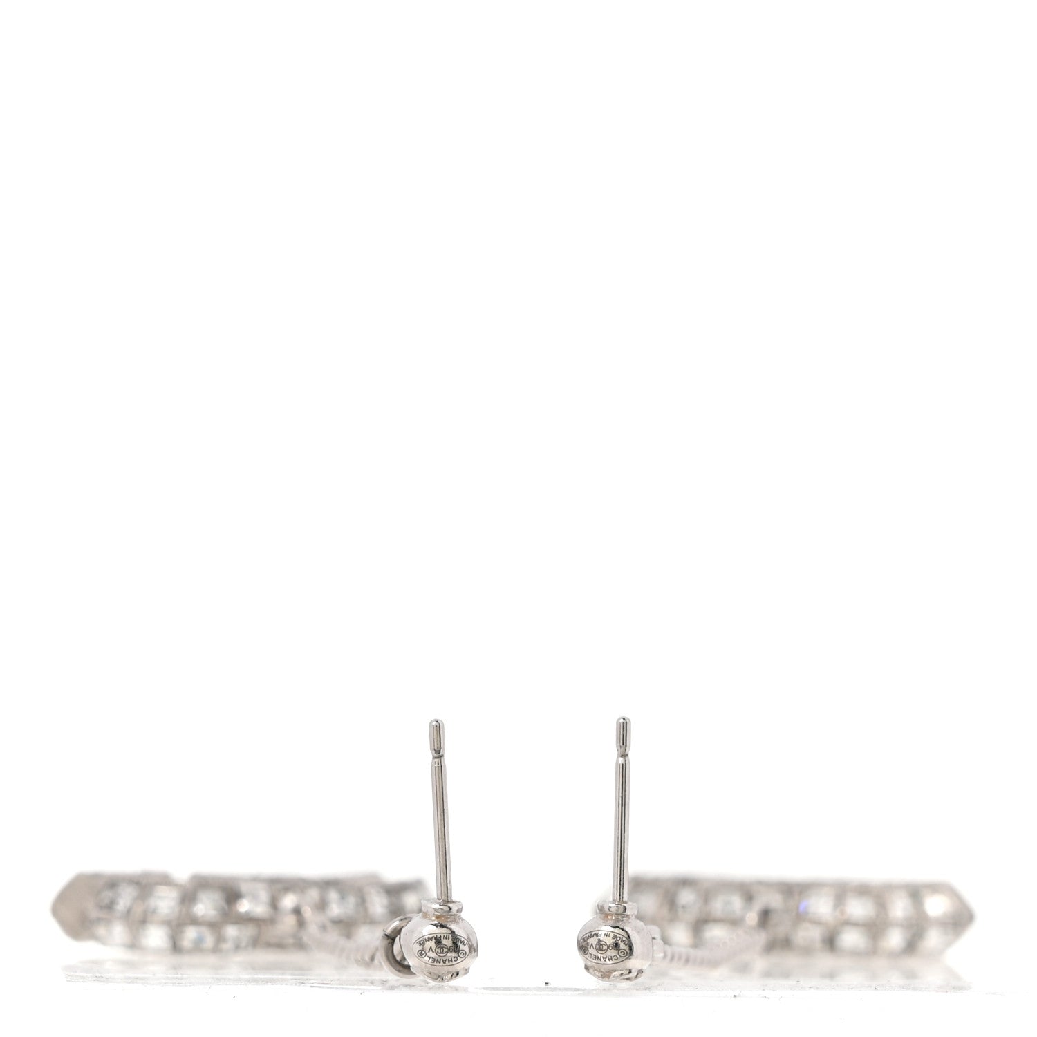 Baguette Crystal CC Drop Earrings Silver
