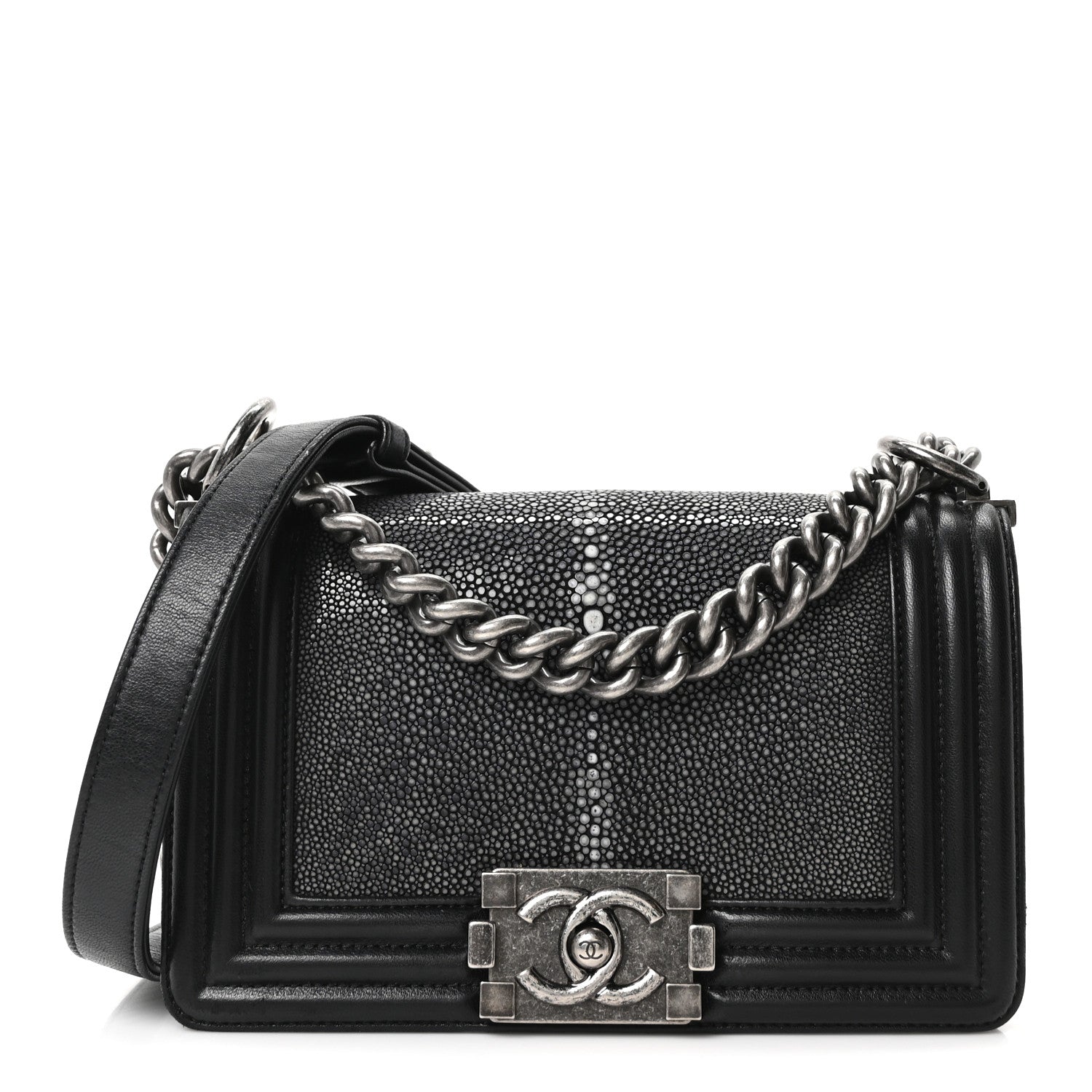 Chanel Galuchat Stingray Small Boy Flap Black