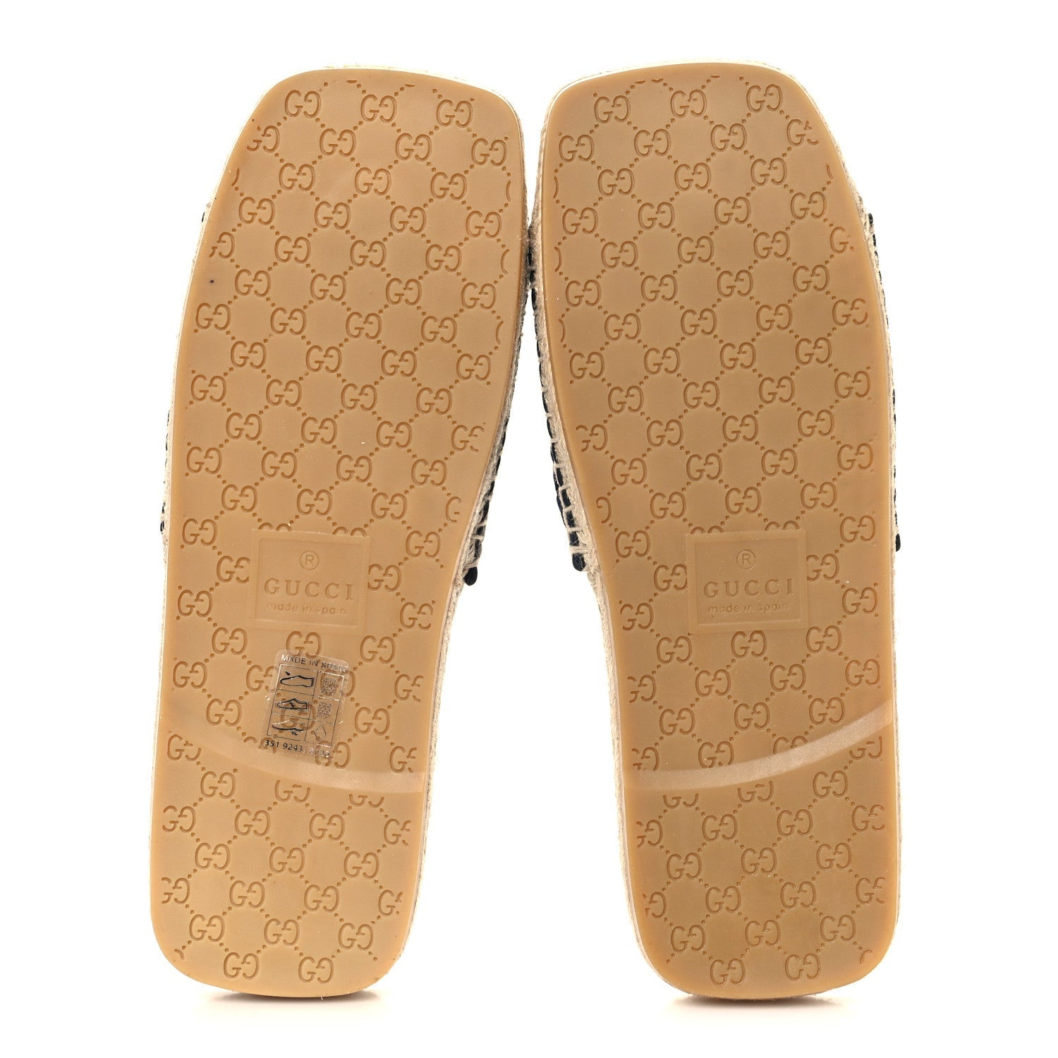 Gucci Macrochet Raffia Logo Flat Slide Espadrille Sandals 37.5 Blue Great White