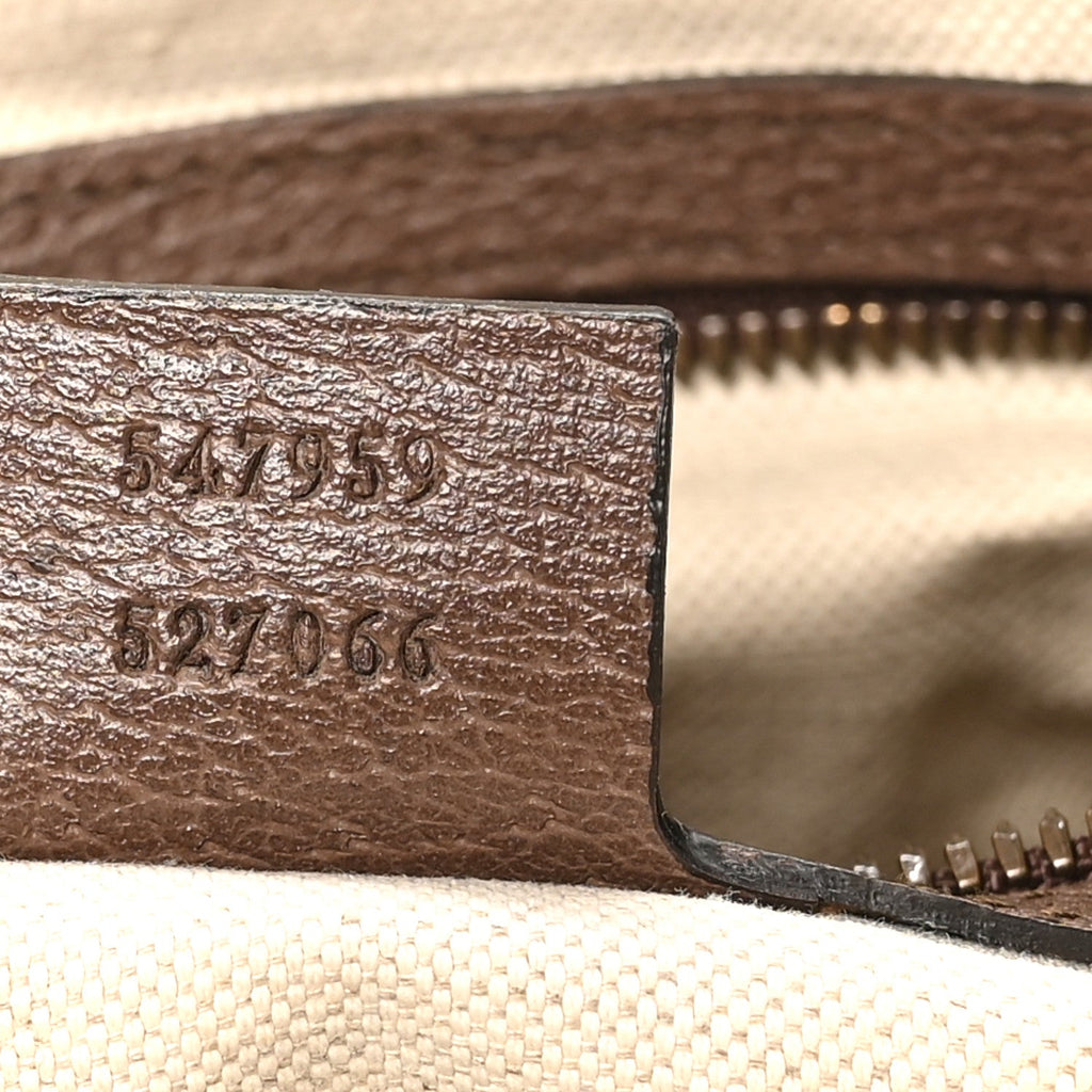 Gucci GG Supreme Monogram Textured Dollar Calfskin Web Medium Ophidia Carry-On Duffle Bag Beige Ebony New Acero