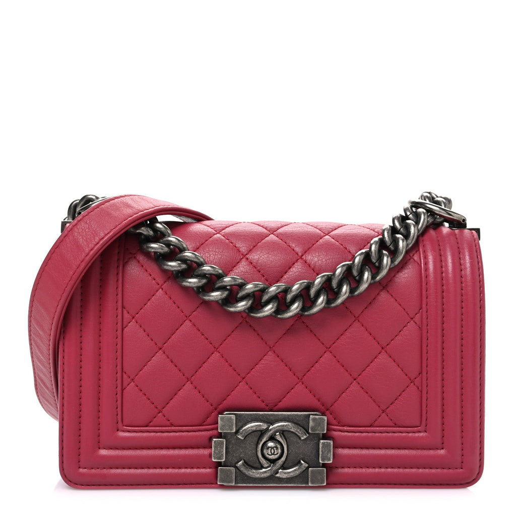 Chanel Calfskin Quilted Small Boy Flap Dark Pink