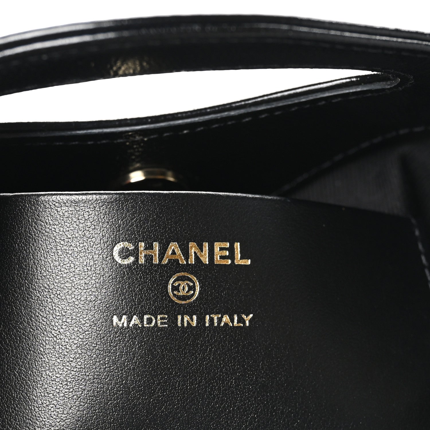 Chanel Shiny Crumpled Calfskin Quilted Nano 31 Shopping Bag Black