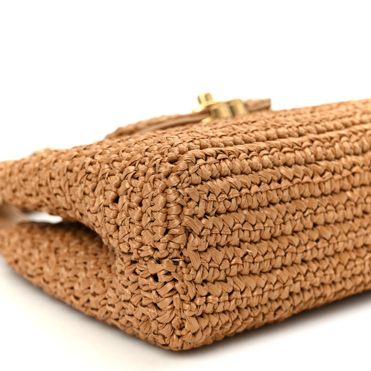 Chanel Braided Raffia Nano Kelly Flap Bag Dark Beige