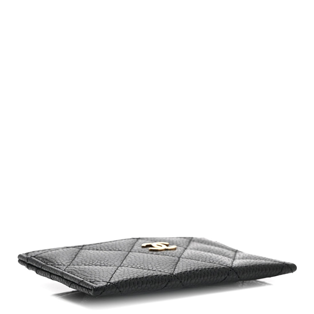Caviar Quilted Card Holder Black