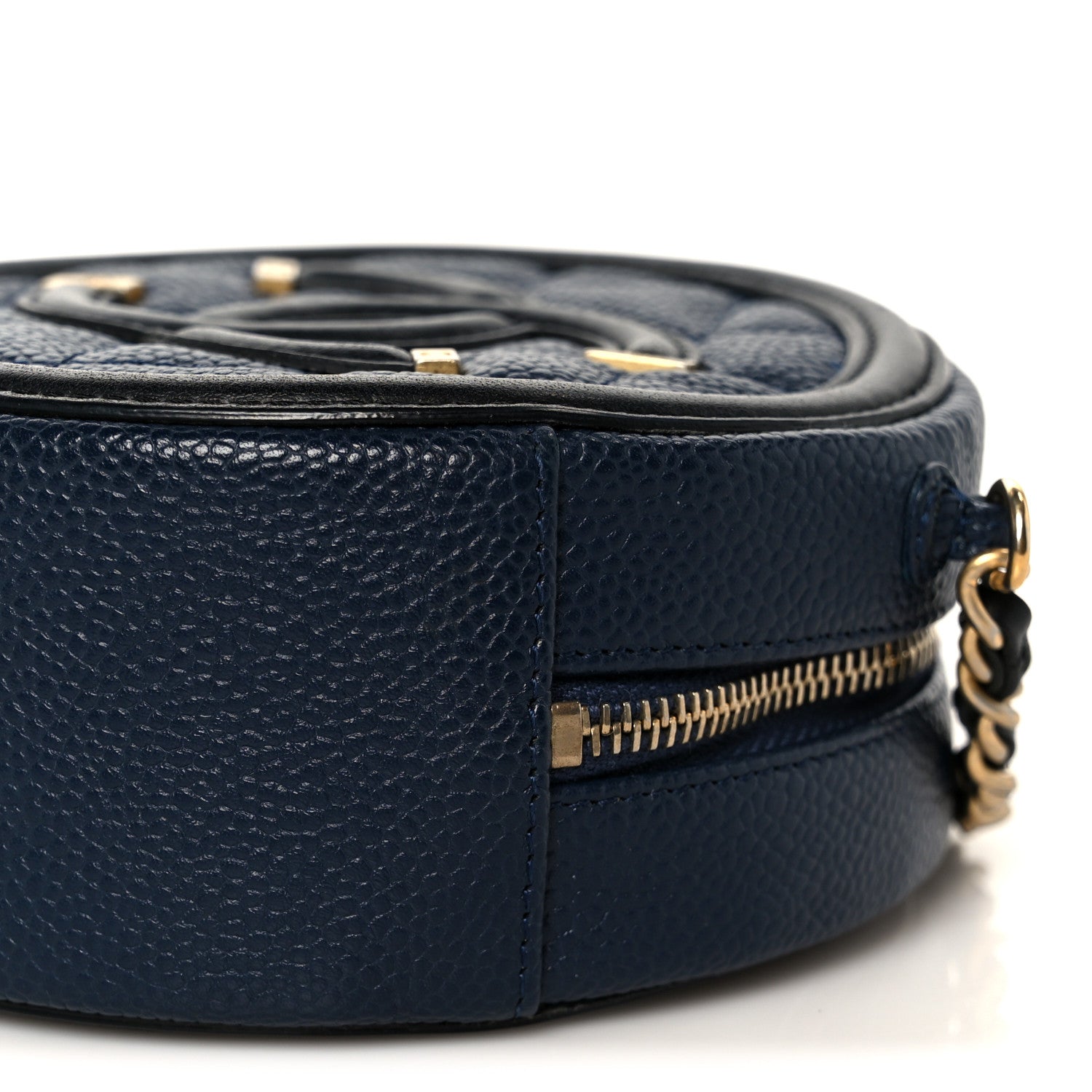 Chanel Caviar Quilted Round Filigree Crossbody Navy Black