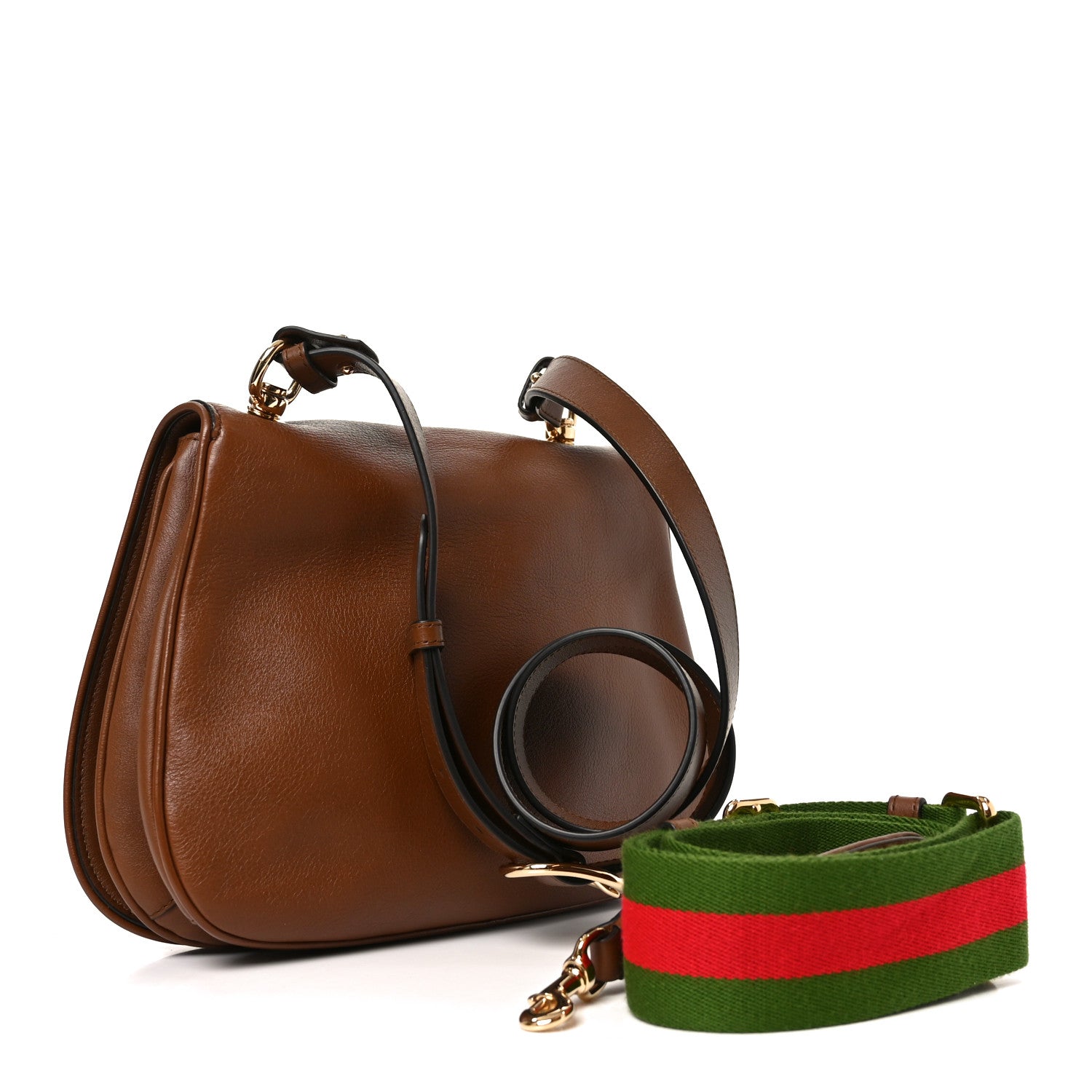 Gucci Roxy Calfskin Web Medium Blondie Shoulder Flap Bag Cuir