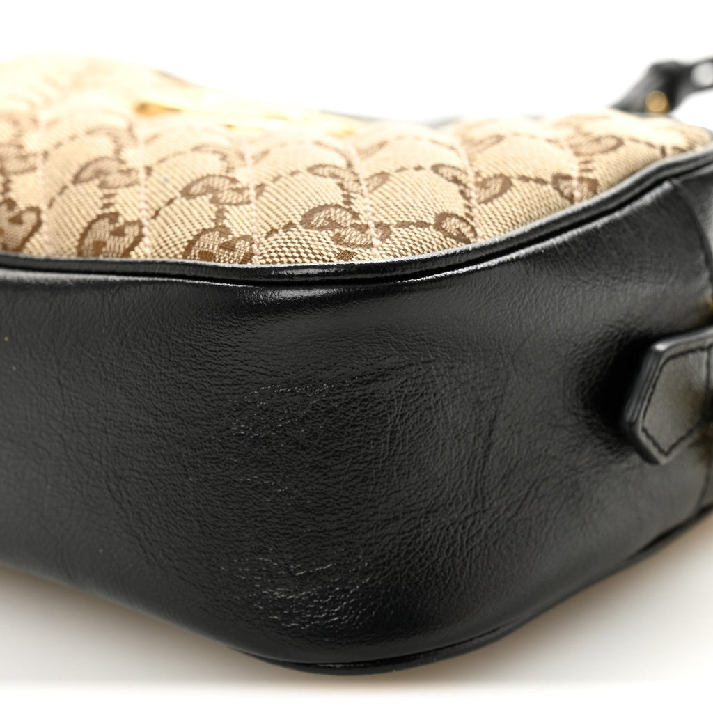 Gucci Monogram Matelasse Diagonal Small GG Marmont Chain Shoulder Bag Beige Black