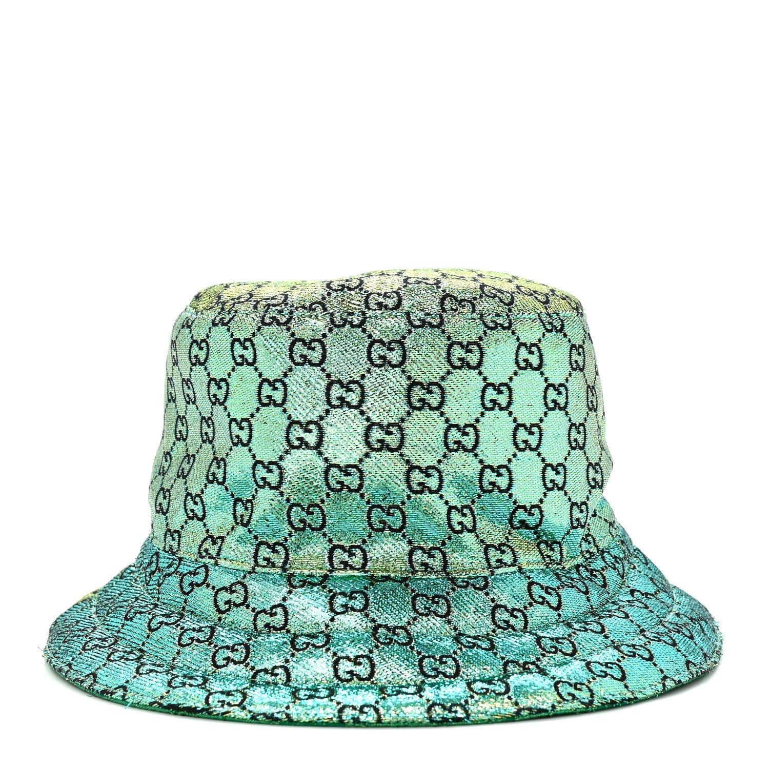 Gucci Canvas Lame GG Monogram Reversible Bucket Hat L Green