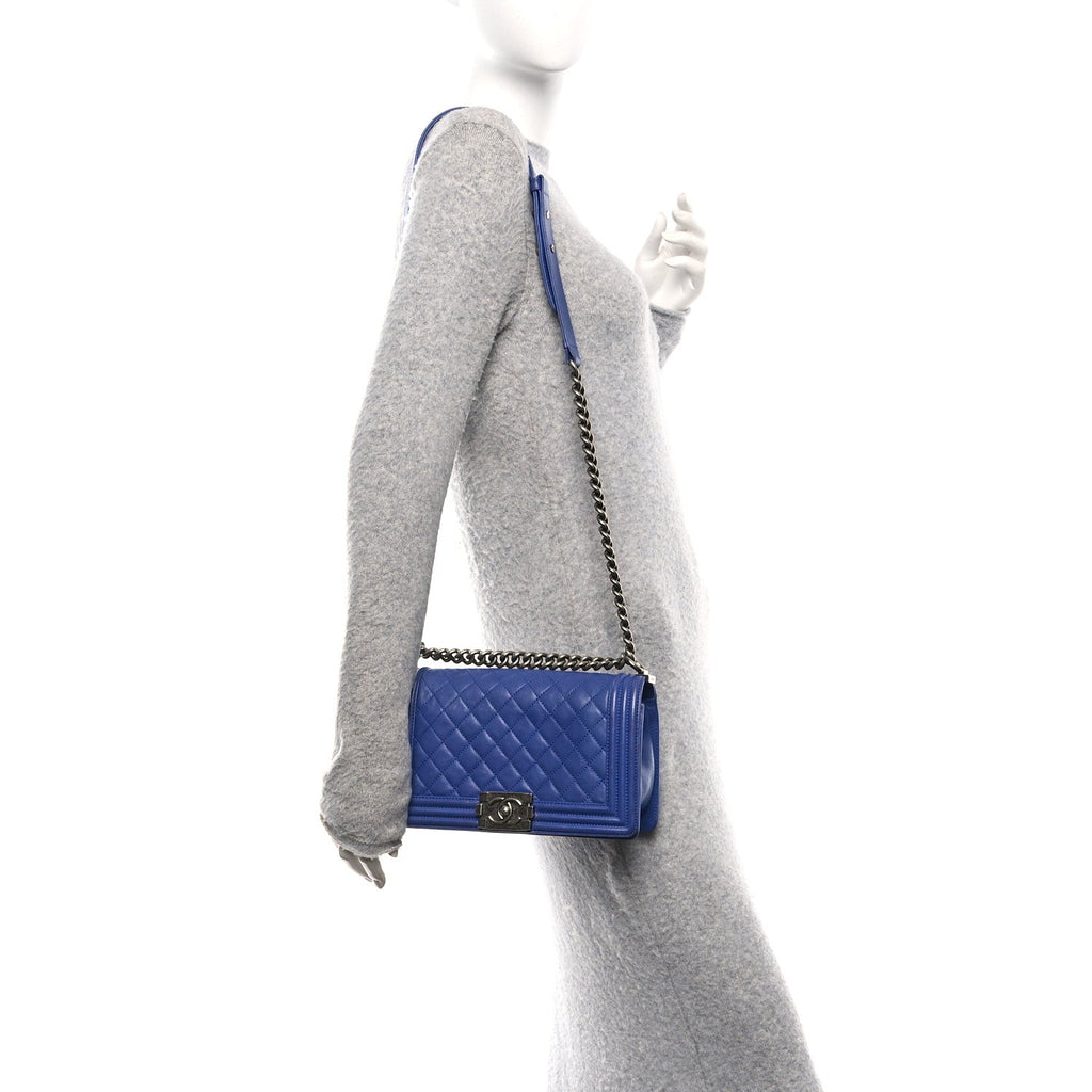 Chanel Calfskin Quilted Medium Boy Flap Blue