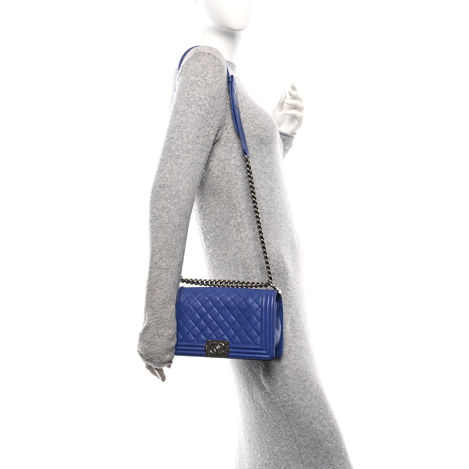 Chanel Calfskin Quilted Medium Boy Flap Blue