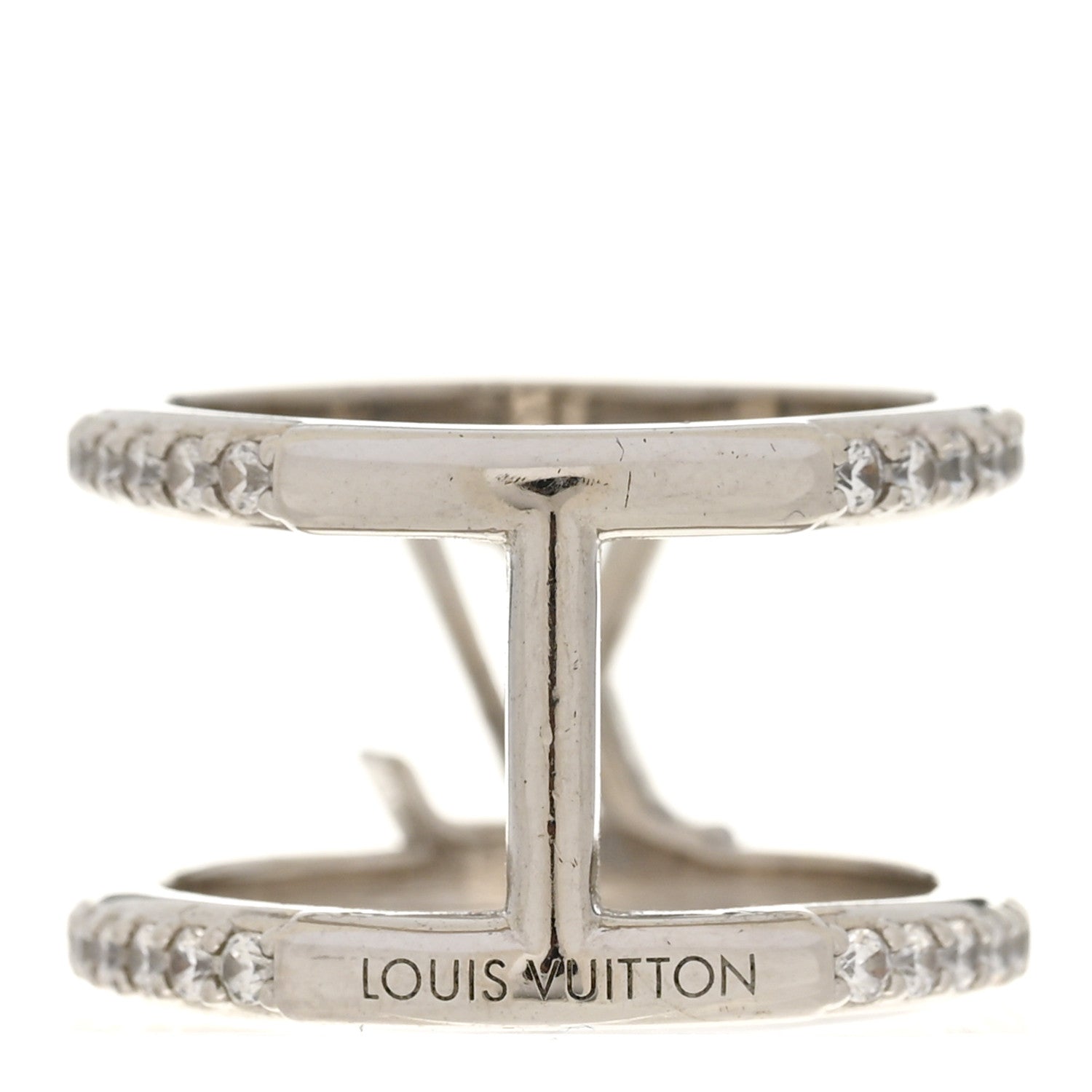 Louis Vuitton Metal Crystal LV Iconic Ring S Palladium