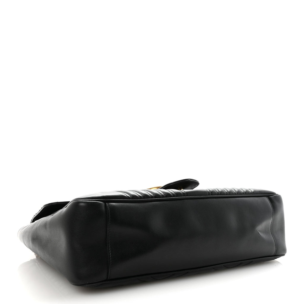 Gucci Calfskin Matelasse Large GG Marmont Shoulder Bag Black