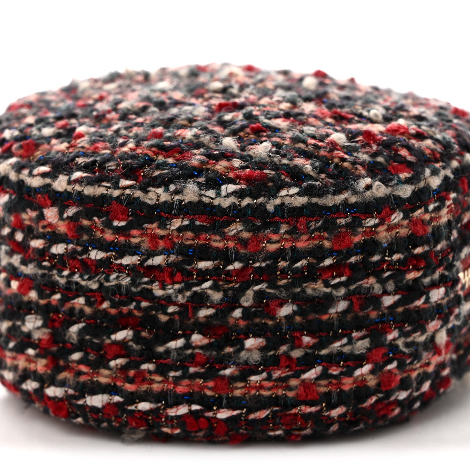Chanel Tweed Quilted Round Clutch With Chain Red