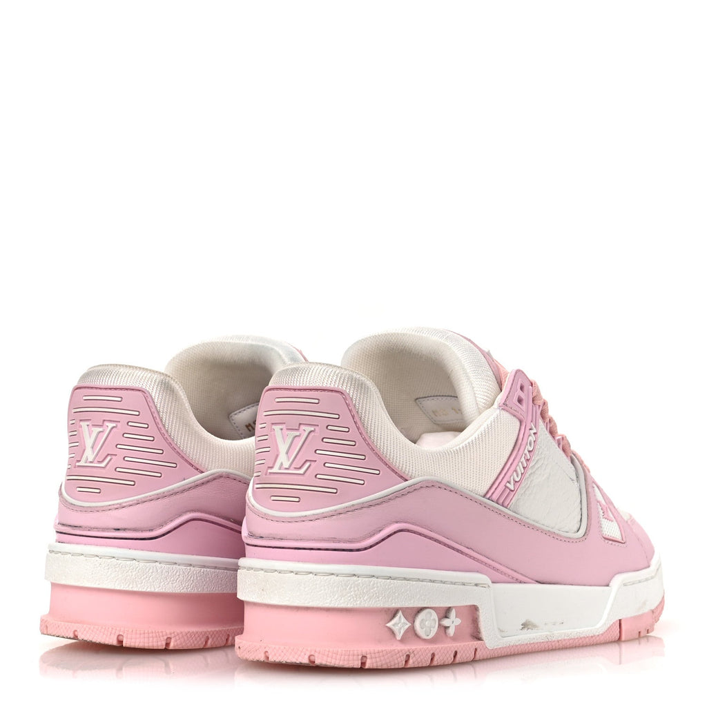 Louis Vuitton Calfskin Monogram Womens LV Trainer Sneakers 36.5 Light Pink