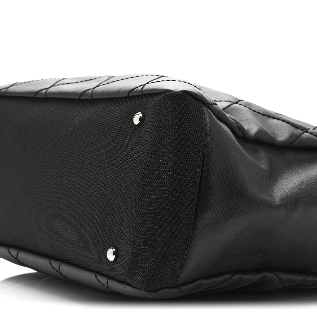 Chanel Coated Canvas Quilted Large Paris Biarritz Tote Black