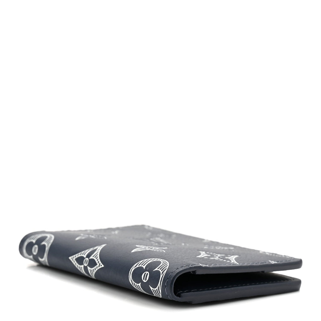 Louis Vuitton Calfskin Monogram Shadow Pocket Organizer Navy Blue White
