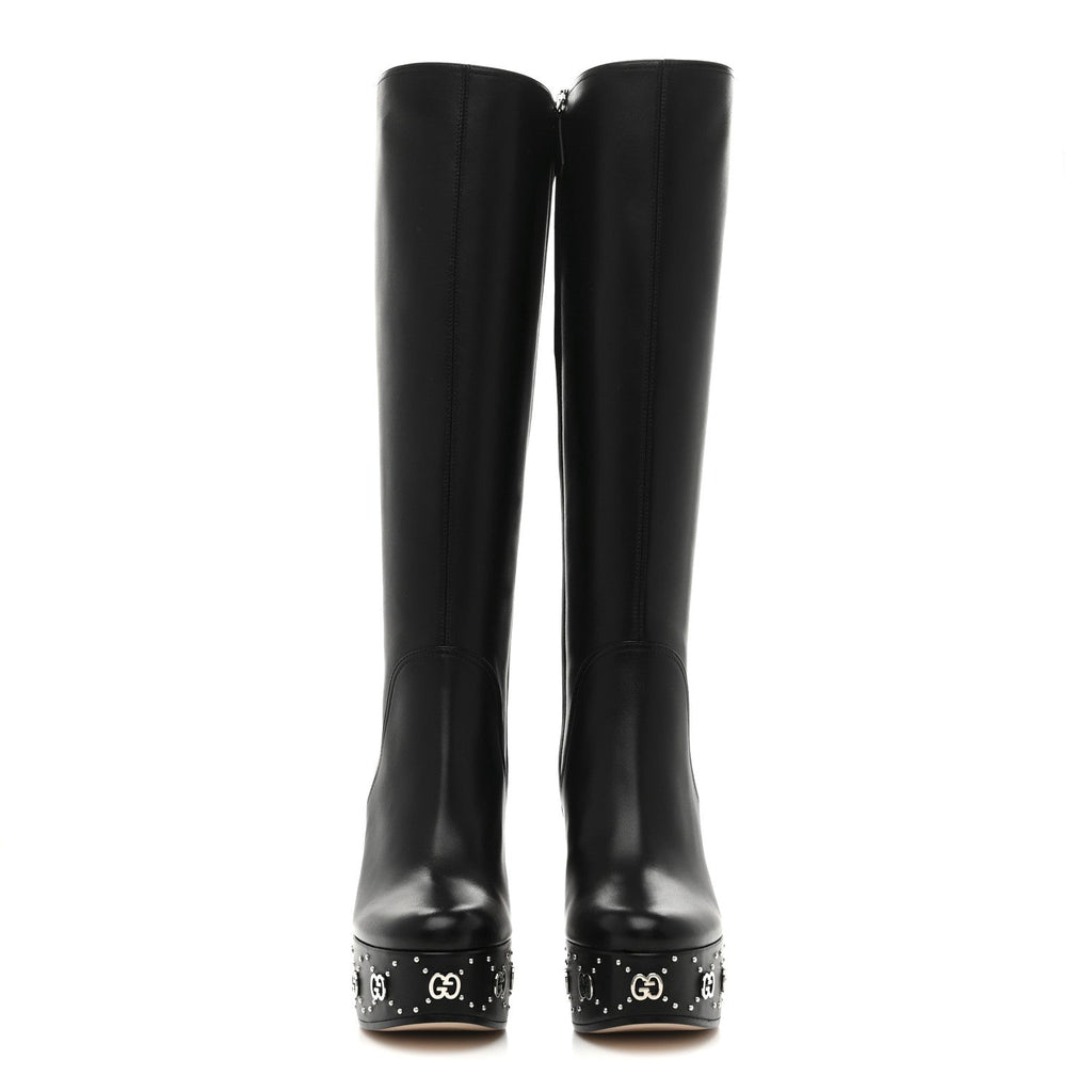 Gucci Nappa Charlotte Janaya 110mm Platform Knee Boots 35.5 Black