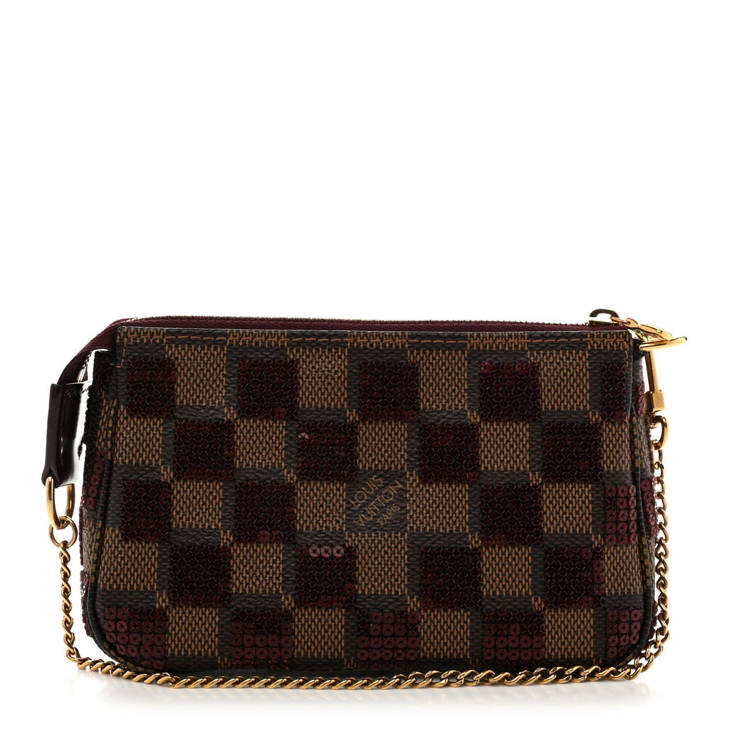 Louis Vuitton Damier Paillettes Mini Pochette Accessories Red