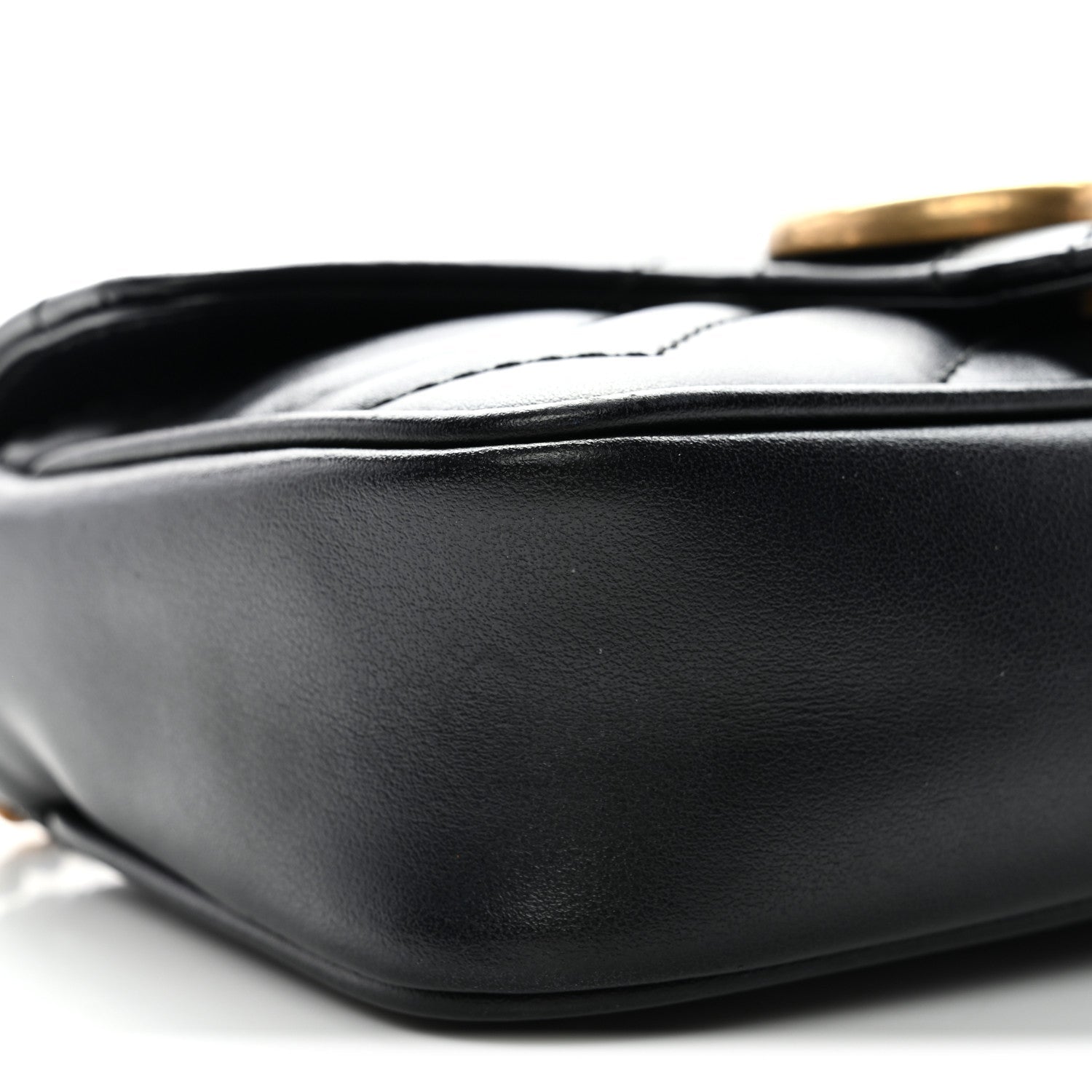 Gucci Calfskin Matelasse Super Mini GG Marmont Shoulder Bag Black