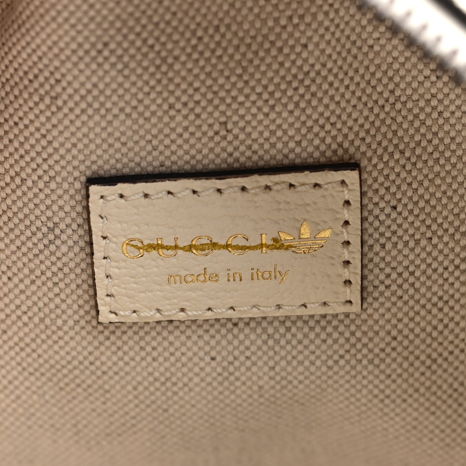 Gucci X ADIDAS Textured Dollar Calfskin Web Trefoil Logo Small Ophidia Round Shoulder Bag Off White Black