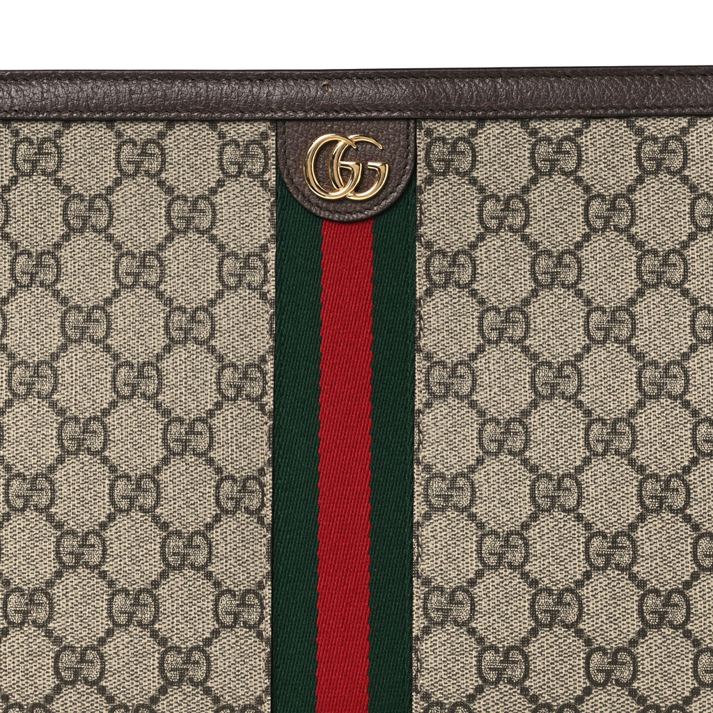 Gucci GG Supreme Monogram Web Ophidia Pouch Brown