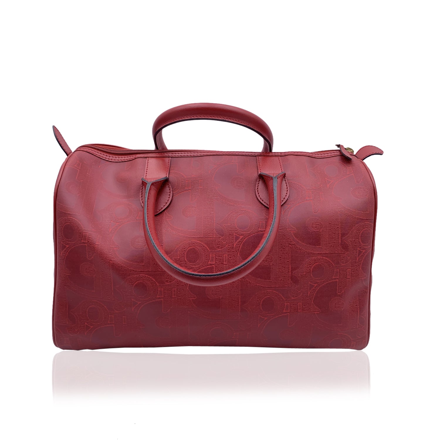 CHRISTIAN DIOR  Red Monogram Duffle Duffel Boston Bag
