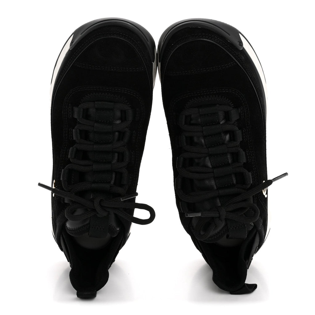 Chanel Suede Calfskin Nylon Grosgrain CC Sneakers 38 Black