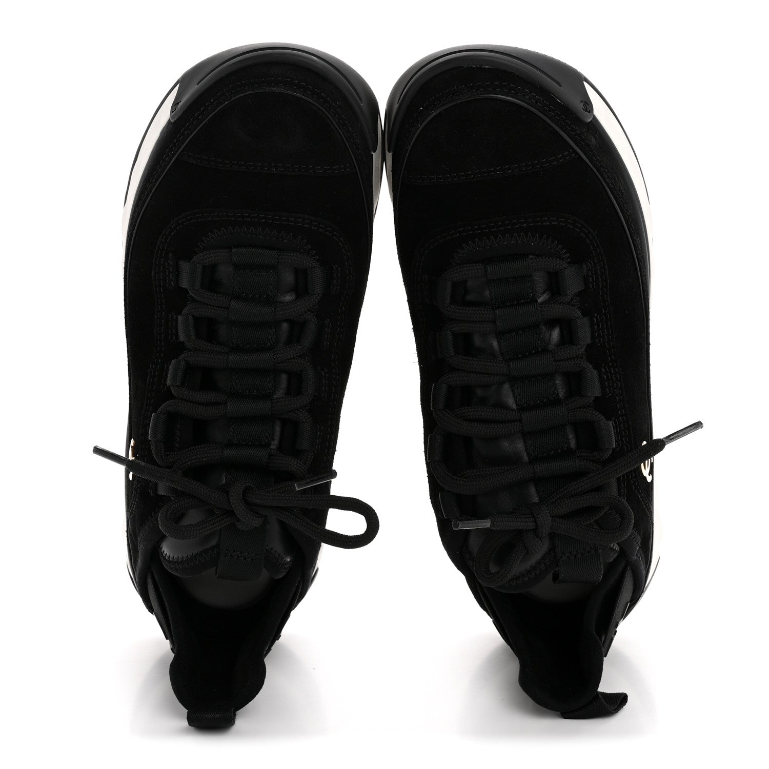 Chanel Suede Calfskin Nylon Grosgrain CC Sneakers 38 Black