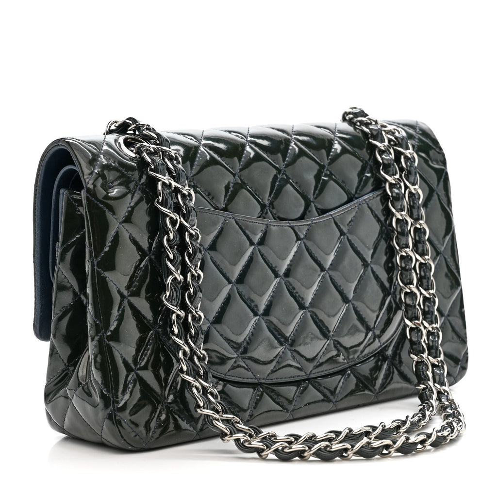 Chanel Patent Quilted Medium Double Flap Blue